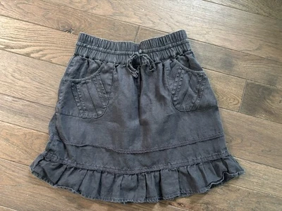 Athleta 泳池畔亚麻裙女式 4 码黑色荷叶边短海滩休闲 — 第 1/4 张图片