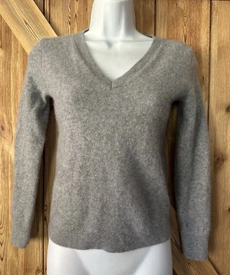 Suéter NORDSTROM Mujer Gris Más Claro Cachemira Cuello en V Oficina Academia Talla XS Foto 1 de 4
