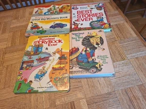 1970s Richard Scarry Books Lot Of 4 Hardcover Best Storybook Mystery Funniest - Picture 1 of 11
