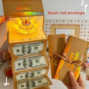 Birthday Card Money Holder Envelope Music and Light 3D Sticke DIY Cake & Y7O5 - Picture 1 of 8