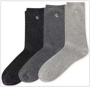 Neu mit Etikett Lauren Ralph Lauren Damen 3er-Pack gerippte Crew-Hosenhosen mit Logo grau - Bild 1 von 7