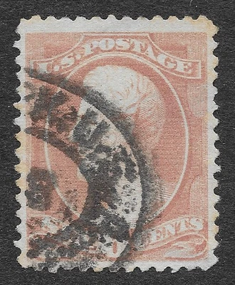 MMK Philately: US Scott #208 Used American Bank Note 6c Rose Lincoln SCV $110 - Image 1 of 2