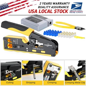 RJ45 Network Crim Cat5 Cat6 Cat7 Crimping Tool Kit Ethernet Pass Through Crimper - Picture 1 of 13