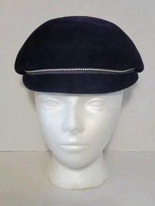 Vintage Le Montet Velour Ladies Hat Navy Blue Gage Bros Chicago 1940s - Picture 1 of 13