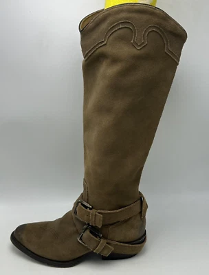 Botas Matisse Para Mujer 7 B Alto Marrón Gamuza Zapatos Western Envejecidos Montar Leer Foto 1 de 4
