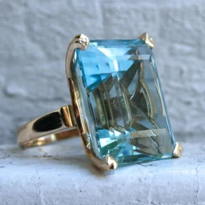 925 Sterling Silver Ring Cubic zirconia Vintage Jewelry Gemstone Big Size Womens - Picture 1 of 7