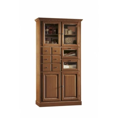 CREDENZA MULTIUSO DISPENSA COLORE NOCE SCURO ARTE POVERA  8 CASSETTI 4 PORTE - Image 1 of 4