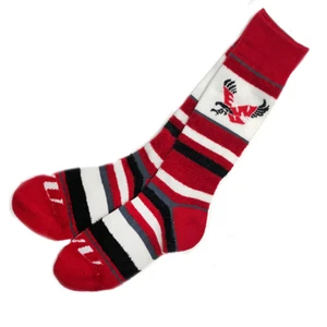 Eastern Washington Eagles Red Black & White Striped Soft Fuzzy Crew Socks - Picture 1 of 1