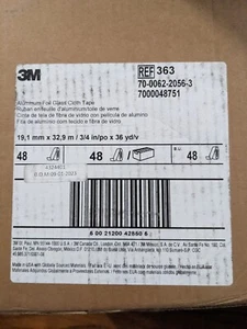 3M 363 42850 Silver Aluminum Foil Glass Cloth Tape Hi Temp 3/4" x 36yds. 1 roll - Picture 1 of 3