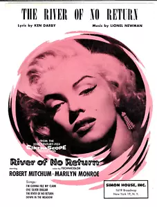 very nice MARILYN MONROE Sheet Music THE RIVER OF NO RETURN VG+ 1954 - Picture 1 of 4