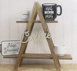 Kaffeebar Dekor 3 Holzausschnitte Helfen Sie sich in einer Tasse zu umarmen - Bild 1 von 8