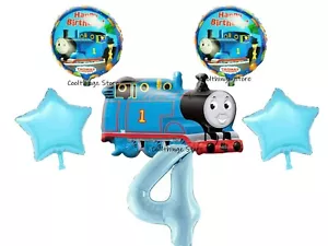 THOMAS THE TANK MOTORBALLONS 4. Geburtstagsparty 6-teiliges Set UK VERKÄUFER Alter 4 - Bild 1 von 2