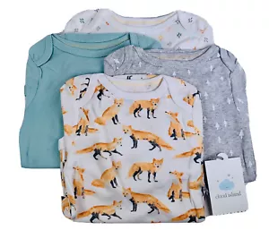 Baby Boys' 4pk Fox Long Sleeve Bodysuit - Cloud Island™ Orange 12M - Picture 1 of 11