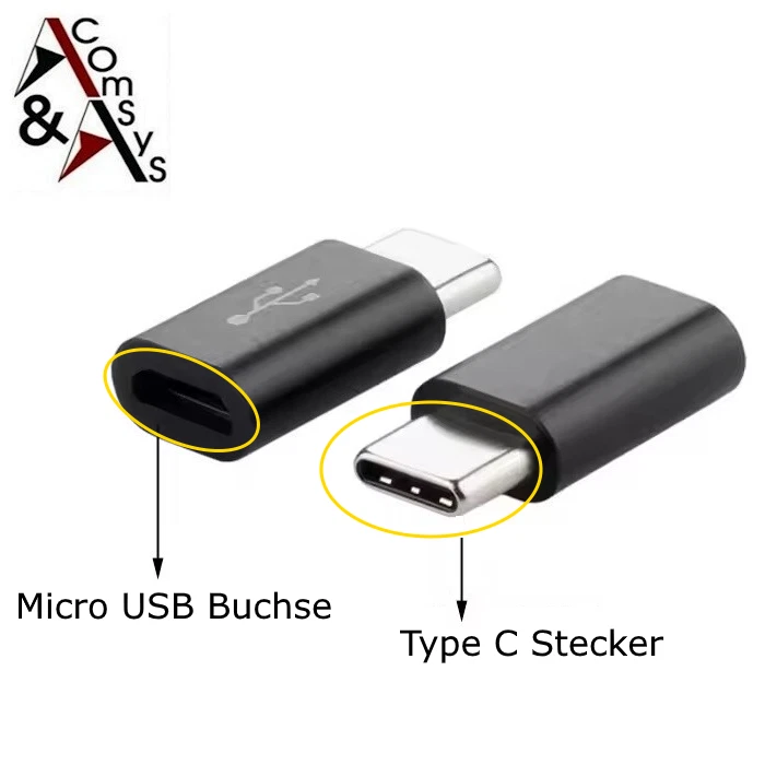 Adapter Micro USB Buchse auf USB C Stecker / USB Typ C 3.1 zu micro USB - Bild 1 von 1