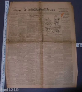 Original NOV 2 1892 THE PRESS Zeitung NEW YORK - Bild 1 von 3
