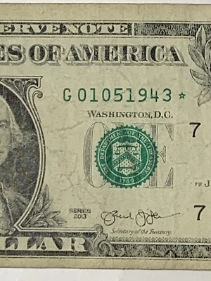January 5, 1943: G 01051943* $1 One Dollar Bill Federal Reserve Note - Image 1 of 4