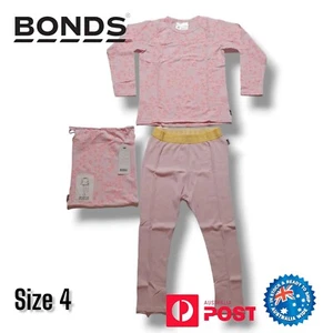 Bonds Kids PJ Long Sleeve Sleep Set Girls Size 4 Pink Stars Print - Picture 1 of 9