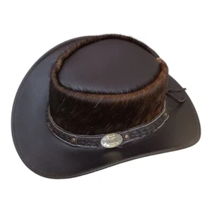 Men and Women Hair On Genuine Cowhide Leather Cowboy Western Hat - Picture 1 of 5