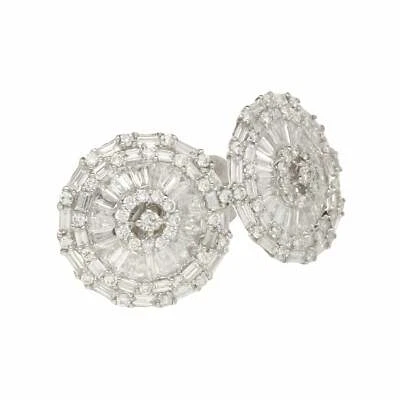 Pendientes circulares de diamantes de oro blanco de 18 quilates Foto 1 de 4