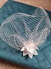 👰IVORY MESH BIRDCAGE FACE VEIL  WITH PRETTY FLOWER & PEARL, CLIP & PIN WEDDING