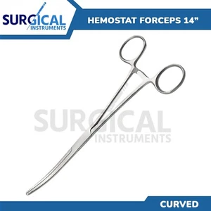 14" Curved Hemostat Forceps Locking Clamps - Stainless Steel German Grade - Picture 1 of 8