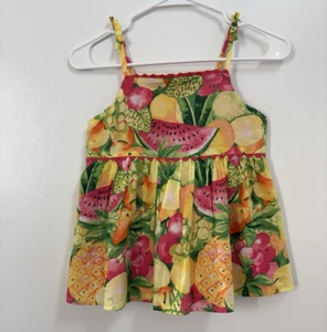 NWT Janie and Jack Girls Fruit Bow Strap Top Pink, Green, & Orange Size 10 - Picture 1 of 7
