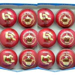 12 Red Cricket Ball genuine leather 4 Piece Excellent Quality Bat Friendly - Bild 1 von 6