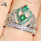 Engagement Princess cut Green Zrcon Silver Filled Wedding Gift Band Rings