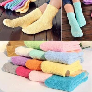 Women's Bed Socks Pure Color Fluffy Warm Winter Christmas Gift Soft Floor Home - Picture 1 of 42