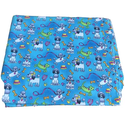 Poodle Dog Cat Girly Girls Paperdolls Cheri Stole Moda Fabric 1 Yd Blue Cotton - Image 1 of 4