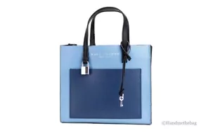 Marc Jacobs Grind Mini Blue Heaven Colorblock Leather Tote Crossbody Bag Purse - Picture 1 of 7