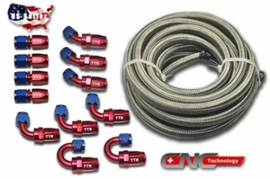 AN12 - 12 Fittings Swivel Stainless Steel Braided Fuel Line Hose 30FT Kit US - Bild 1 von 7