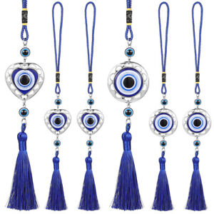  6 Pcs Car Ornaments Nazar Amulet Evil Eye Beads Charm Lucky Tassel