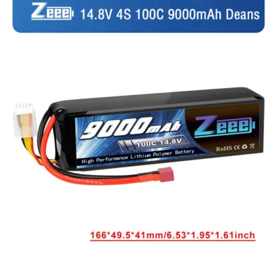 Zeee 14.8V 9000mAh 4S Lipo Akku Batterie Deans 100C für RC Auto Flugzeug LKW UAV - Bild 1 von 4