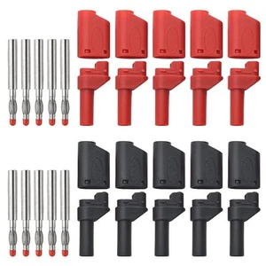 10 PCS Safety Fully Insulated 4mm Banana Plugs DIY Wire Solder Male Stackable... - Picture 1 of 7