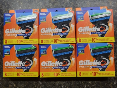 Gillette Fusion Proglide 6 Packs Total 48 Cartridges Fits Power - Immagine 1 di 2