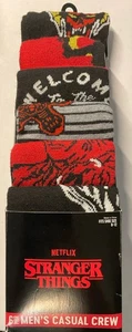 STRANGER THINGS CREW SOCKS! 6 Pair, Shoe Size 8-12, Red & Black Graphics, 6 Pack - Picture 1 of 2