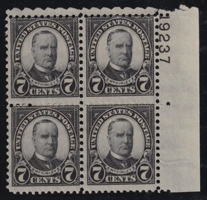 1927 McKinley 7c black Sc 639 MLH OG rotary plate block 19237UR (Y9 - Picture 1 of 1
