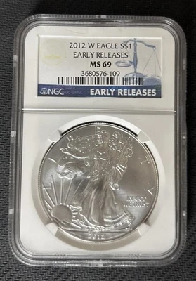W American Silver Eagle NGC MS 69 2012 golpeado en West Point Foto 1 de 2
