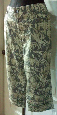 Pantalones capri BANDOLINO verde mandie floral frente plano pantalones pantalón 12 Foto 1 de 4