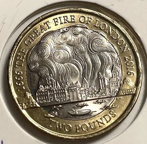 2016 Great Fire Of London £2 Coin Two Pound Great Britain AU Detail Nice Lustre - Picture 1 of 5