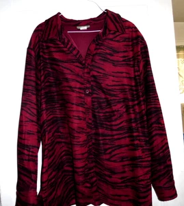 Notations Damen Shirtjacke Zebrastreifen Animalprint gefüttert XL rot schwarz - Bild 1 von 4