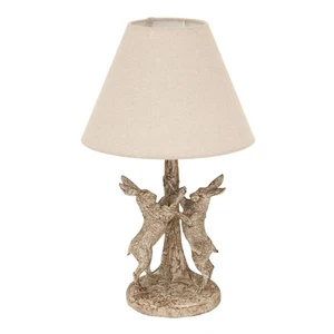 Rustic Marching Hares Table Lamp with Linen Shade Modern Country Light 48cm - Picture 1 of 6