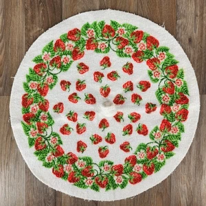 Toalla de tela de rizo redonda de fresa vintage decoración plato de mano cocina - Imagen 1 de 4