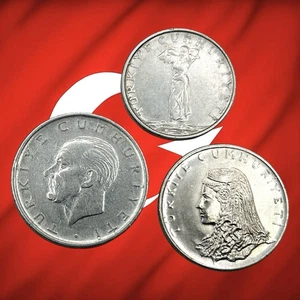 Lot of 3 Turkey (2) Kurus & (1) Lira Coins - 1959, 1966 & 1972 - Combined Ship - Picture 1 of 2