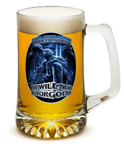 IN MEMORY OF OUR FALLEN BROTHER- TRIBUTE- 25 OZ LARGE TANKARD BEER GLASS - Picture 1 of 1