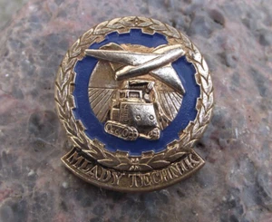 Young Technician Czechoslovakia Youth Pioneer Mig Jet Tractor Award Pin Badge - Picture 1 of 2