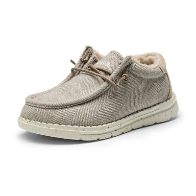 Boys Winter Loafers Cozy Faux Fur Lined Lightweight Slip-On Shoes - Image 1 of 4