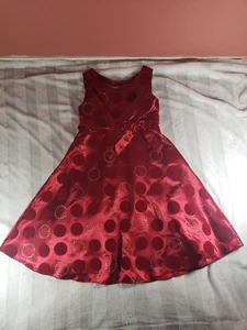 Girls Red Satin Party Dress Glitter Sparkle Dots Size 10 Rare Editions Holiday - Picture 1 of 15