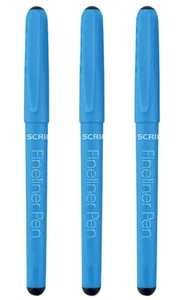 BLACK FINELINER PENS 3 x MANUSCRIPT 0.3 mm LINE WRITING DRAWING COMFORT GRIP - Picture 1 of 6